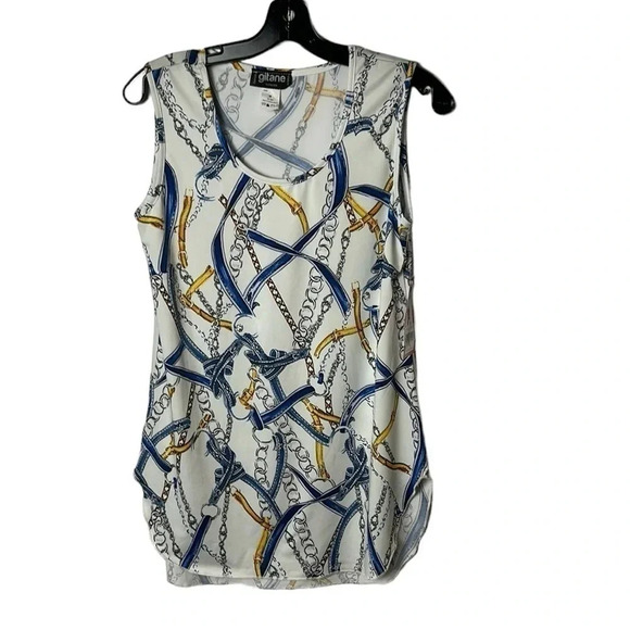 Y2K Gitane  NET,🇨🇦  top,sleeveless tunic,rounded hem, knots ,chains,coastal,sail - Picture 2 of 9